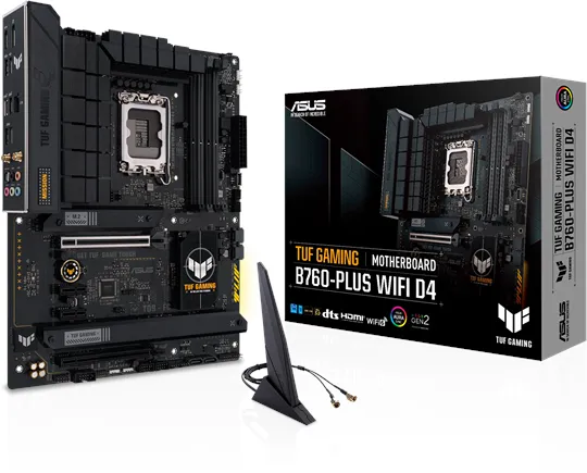 ASUS TUF GAMING B760-PLUS WIFI D4 マザーボード - Intel B760 - Intel LGA1700 ソケット - DDR4 RAM - ATX