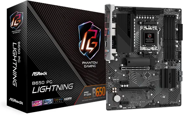 ASRock B650 PG Lightning マザーボード - AMD B650 - AMD AM5 ソケット - DDR5 RAM - ATX