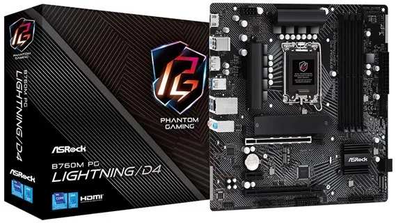 ASRock B760M PG LIGHTNING/D4 マザーボード - Intel B760 - Intel LGA1700 ソケット - DDR4 RAM - Micro-ATX